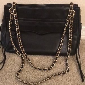 Rebecca Minkoff Black Handbag with Gold Chains